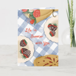 Livet är sötare med dig - Jordgubbskärlek Kort