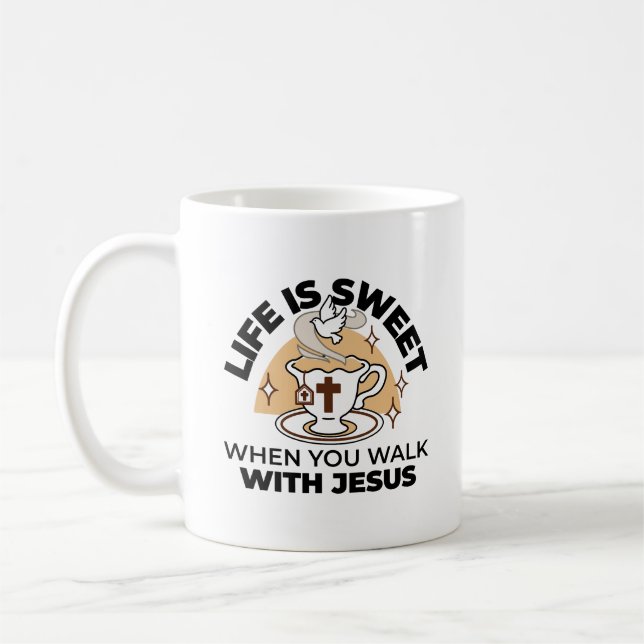 Livet är sötat med Jesus - Christian Faith Tea Kop Kaffemugg (Vänster)