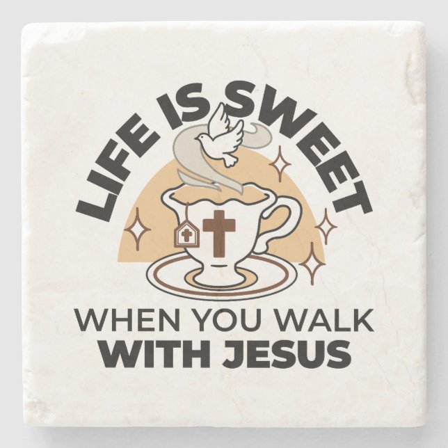 Livet är sötat med Jesus - Christian Faith Tea Kop Stenunderlägg (Framsidan)
