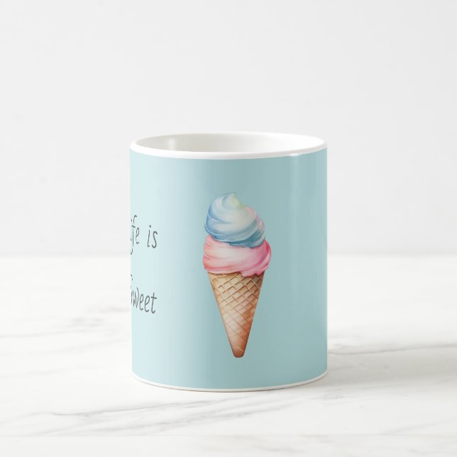 Livet är Sött Blått Rosa Glasskon Kaffemugg (Center)