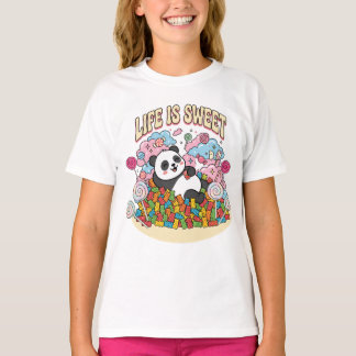 Livet Är Sött Panda Godis Kawaii Söt Retro T Shirt