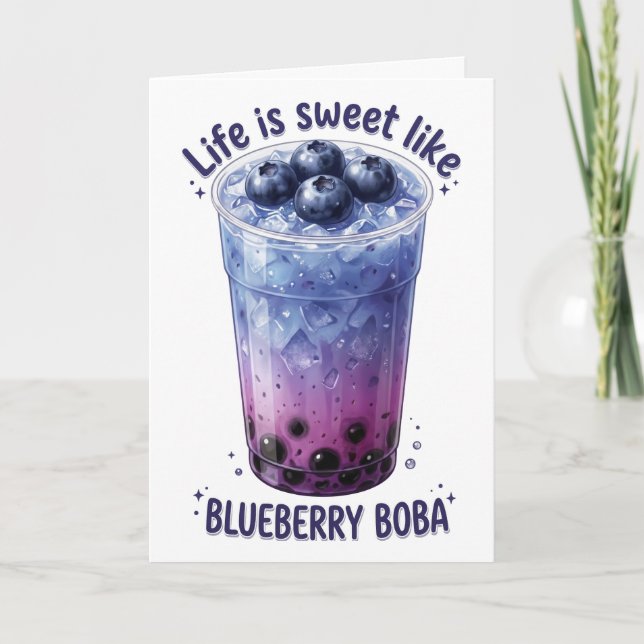 Livet Är Sött Som Blåbärs Boba Kort (Framsida)