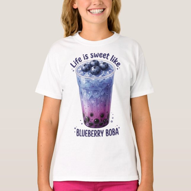 Livet Är Sött Som Blåbärs Boba T Shirt (Framsida)