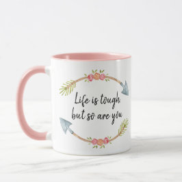 Livet är tufft Vattenfärg Blommig Pil Rosa Mugg