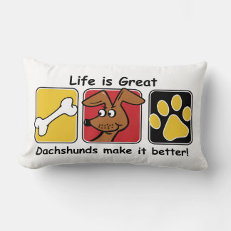 Livet är Underbart Dachshunds som gör det bättre Lumbarkudde