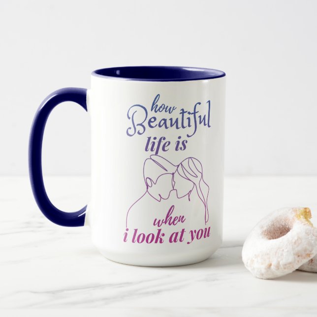 Livet är underbart när jag tittar på dig mugg (Med munk)