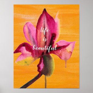 Livet är vackert citat Lila Orchid Poster
