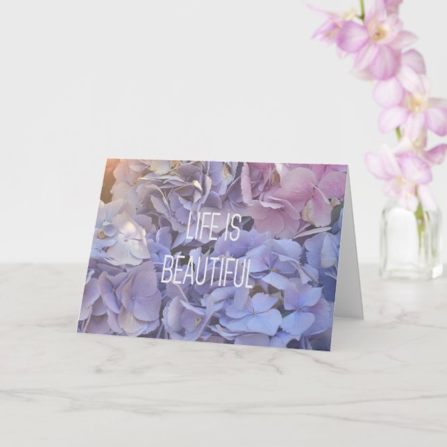 Livet är vackert| Lila Hydrangea Greeting Card Kort (Orkide)