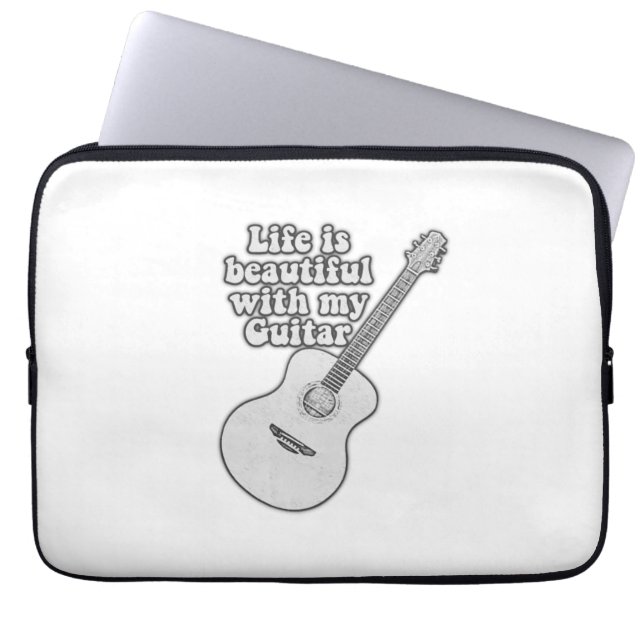 Livet är vackert med min gitarr. laptop fodral (Framsidan)