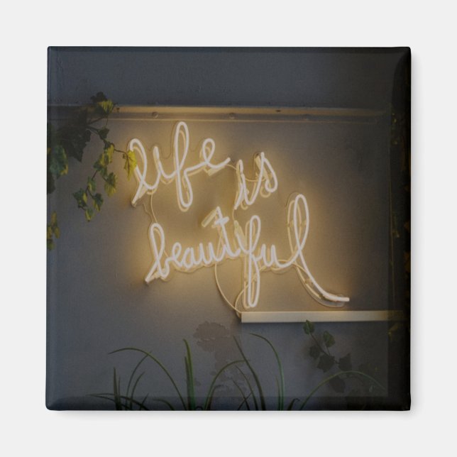 Livet är vackert Neon Ljus Magnet (Framsidan)