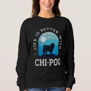 Livet Bättre Chi Poo Vintage Blå Hund Mamma Pappa T Shirt