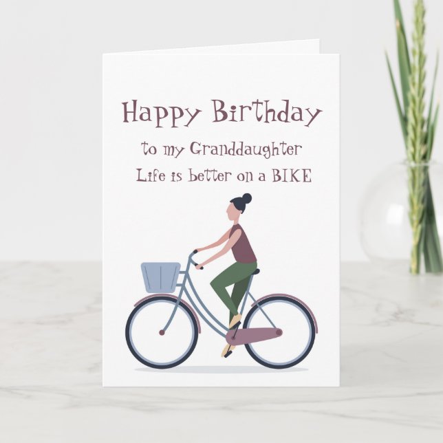Livet bättre på ett bike Granddotter Birthday Card Kort (Framsida)