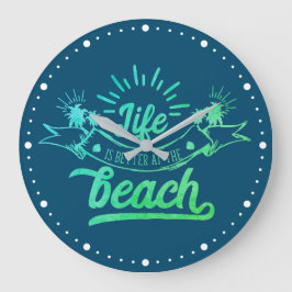 Livet bättre vid Beach Round Blue Clock Stor Klocka