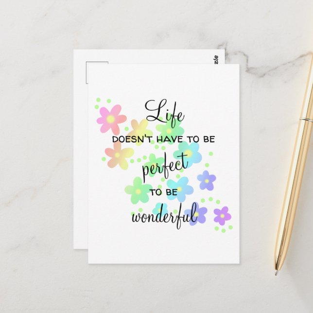 Livet behöver inte vara perfekt regnbåge vykort (Fram/Back In Situ)