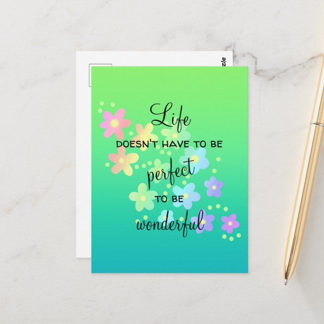 Livet behöver inte vara Perfekt Regnbågkort Vykort (Fram/Back In Situ)