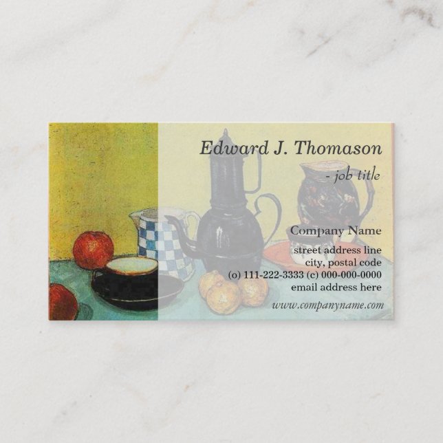 Livet blått enamel Coffepot, Earthenware... Visitkort (Framsida)