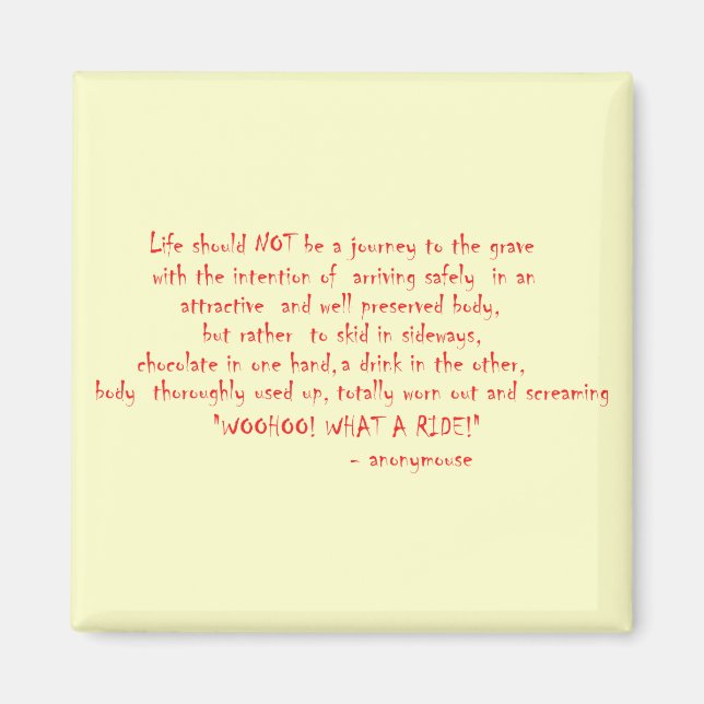 Livet bör inte vara en resa magnet (Framsidan)