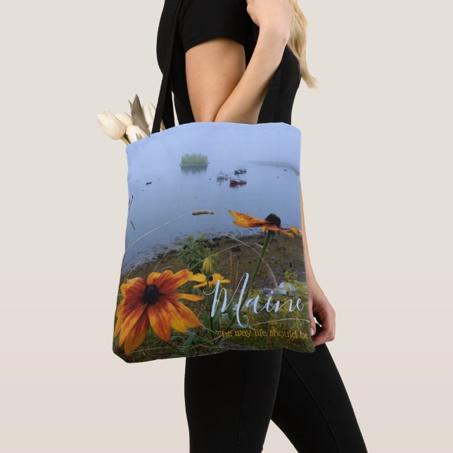 Livet bör vara orangens daisy, Lubec Maine Tygkasse (Närbild)