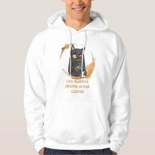 livet börjar alltid efter kaffe hoodie