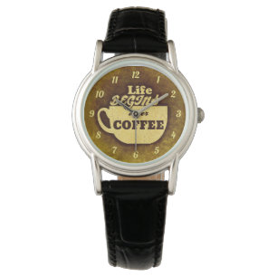 Livet börjar efter kaffe armbandsur