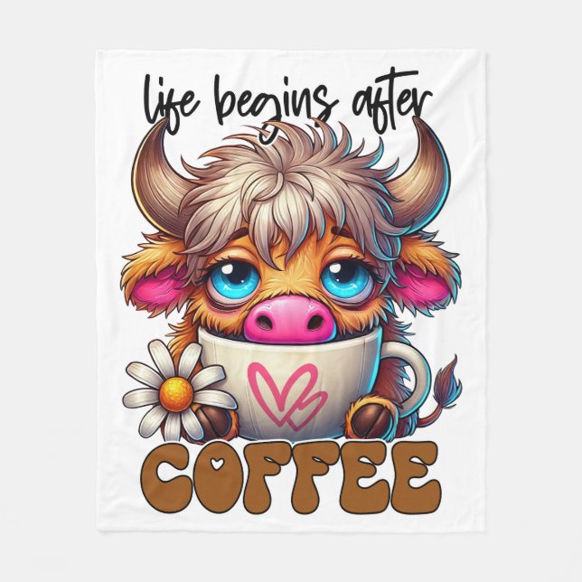Livet Börjar Efter Kaffe  Fleecefilt (Framsidan)