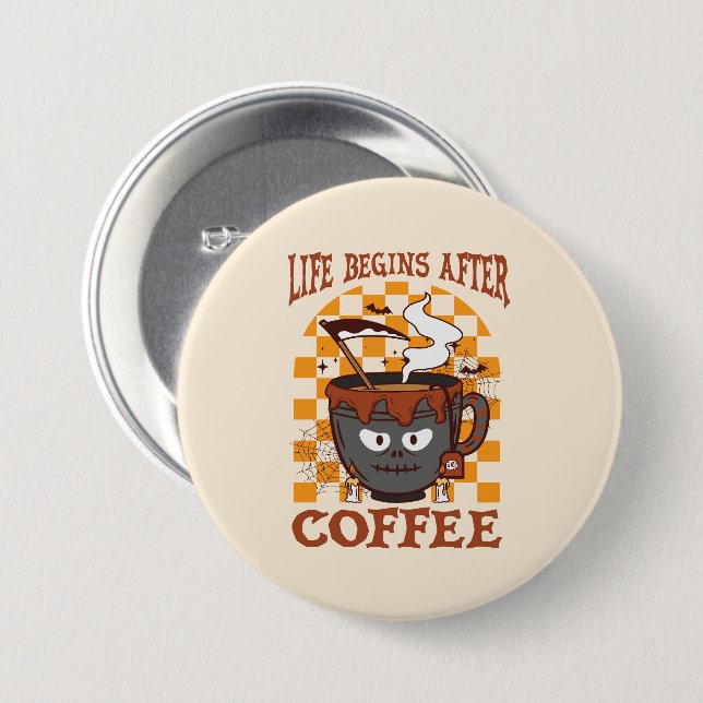 Livet börjar efter kaffe knapp (Framsida & baksida)