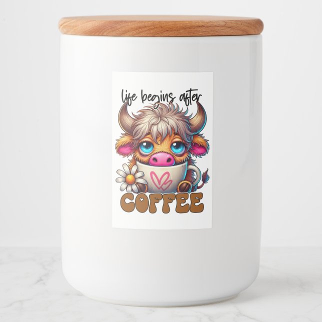 Livet Börjar Efter Kaffe  Mat Etikett (Framsida)