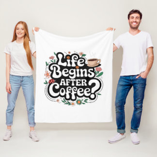 Livet börjar efter kaffe - Mysigt blankt för kaffe Fleecefilt