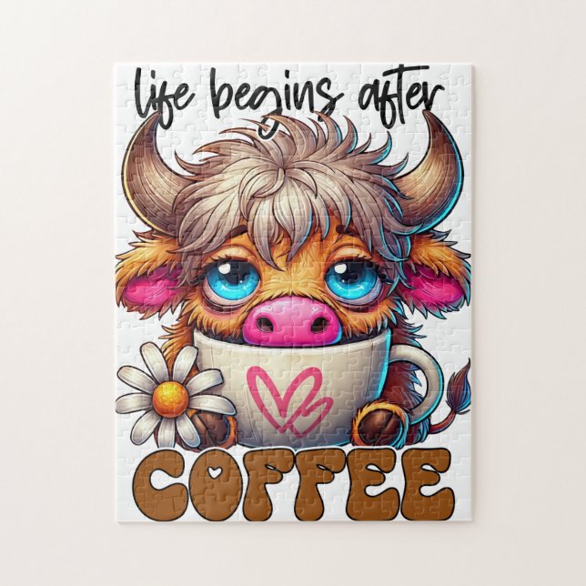 Livet Börjar Efter Kaffe  Pussel (Vertikal)