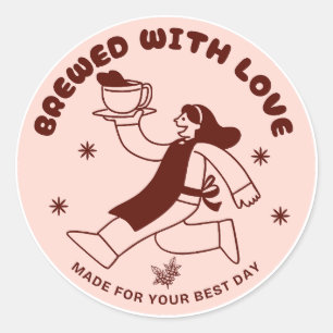Livet Börjar Efter Kaffe Rund Café Klistermärke