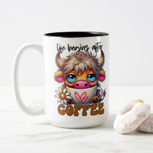 Livet Börjar Efter Kaffe Två-Tonad Mugg
