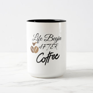 Livet börjar efter kaffe Två-Tonad mugg
