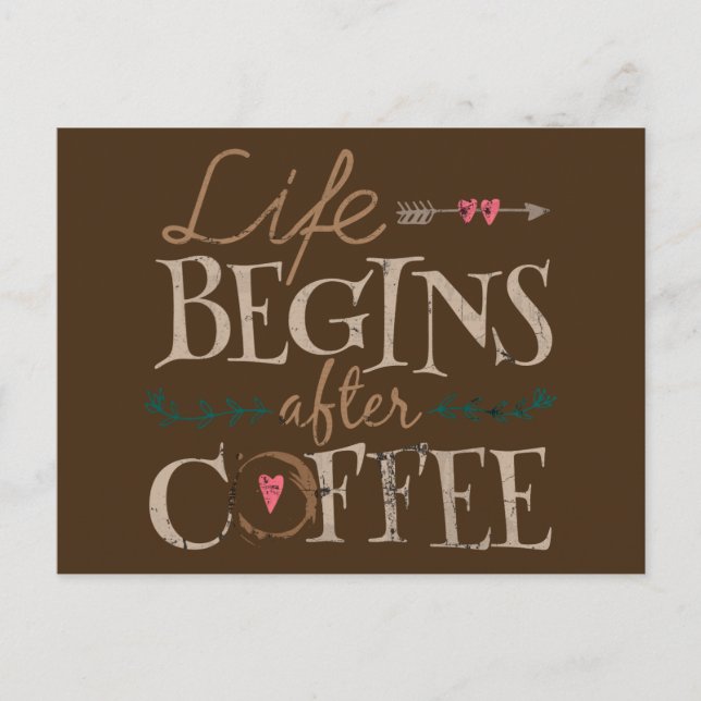 Livet börjar efter kaffe vykort (Framsida)
