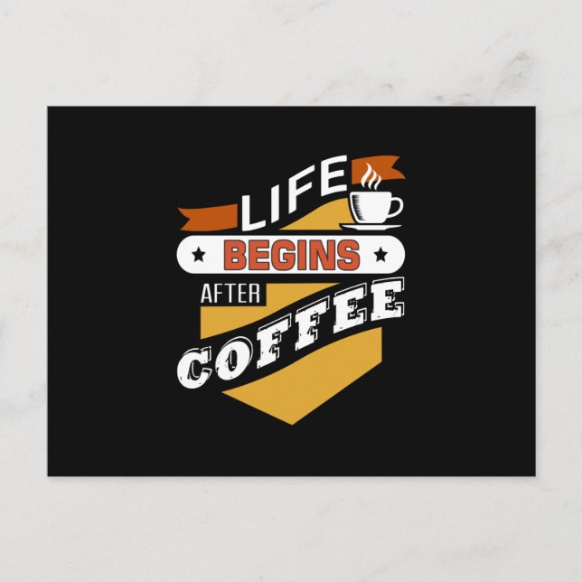 Livet börjar efter kaffe vykort (Framsida)