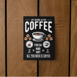 Livet börjar efter kaffeoffert vykort