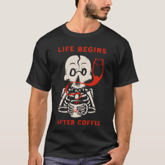 Livet börjar efter kaffet roligt t shirt