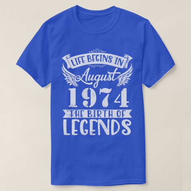 Livet börjar i augusti 1974 vid födseln avGrattis  T Shirt (Design framsida)
