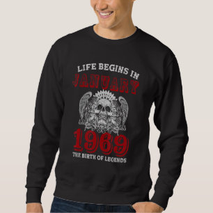 Livet börjar i januari 1969 när det gäller rasbild lång ärmad tröja