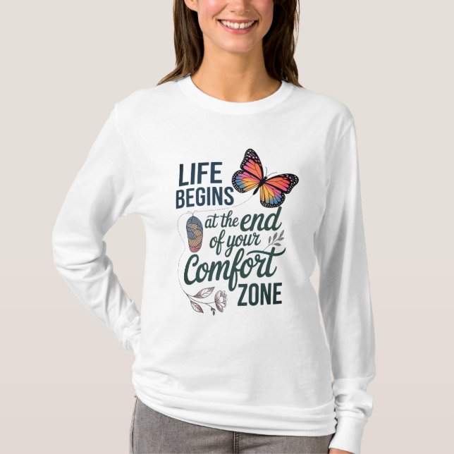 LIVET BÖRJAR I KANTEN AV DIN TRYGGHETSZON D07 T SHIRT (Framsida)