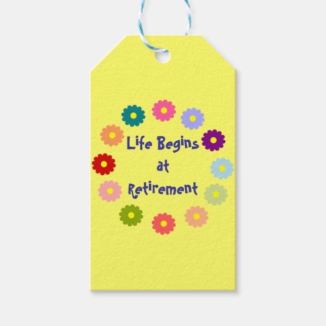 "Livet börjar i Pension" Presentetikett (Framsidan)
