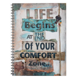Livet börjar i slutet av bekvämlighetens Zona bärb Anteckningsbok
