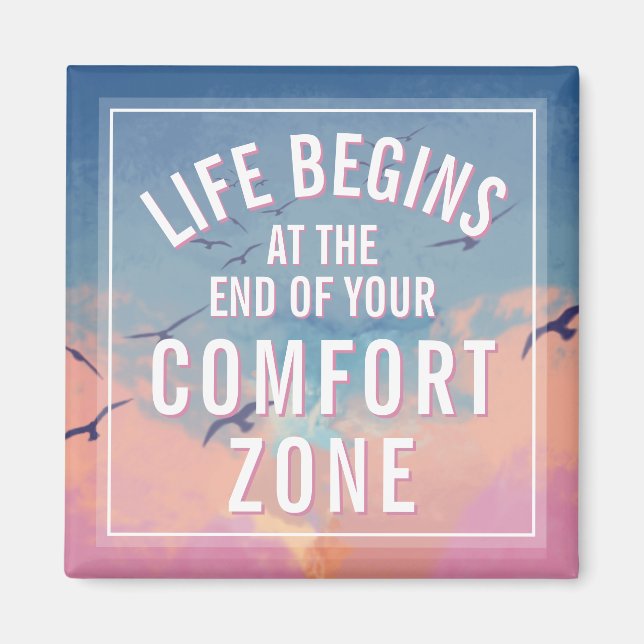 Livet Börjar Med Inspirerande Motiverande Citat Magnet (Framsidan)