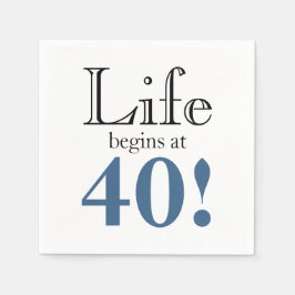 Livet börjar vid 40 skifferblått och svart coola pappersservett