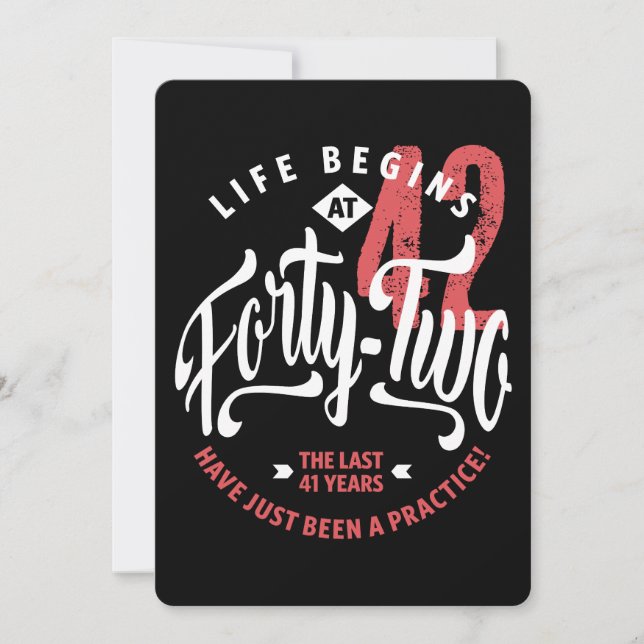 Livet börjar vid 42 | 42:a födelsedagen kort (Framsida)