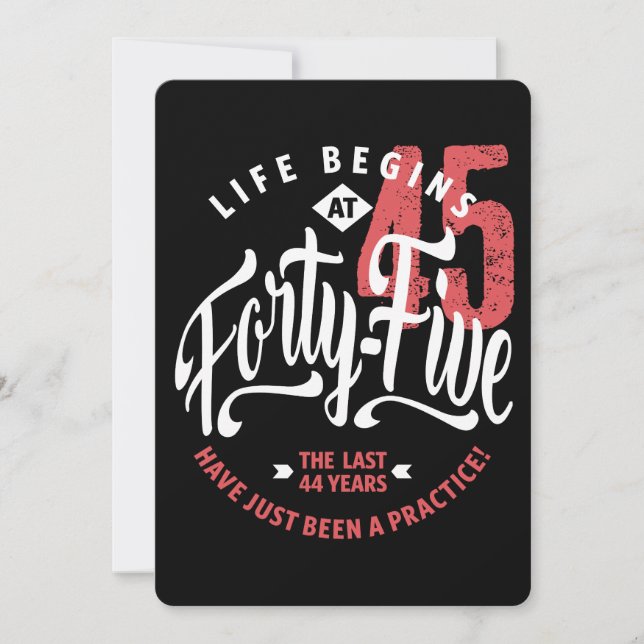 Livet börjar vid 45 | 45:e födelsedagen kort (Framsida)