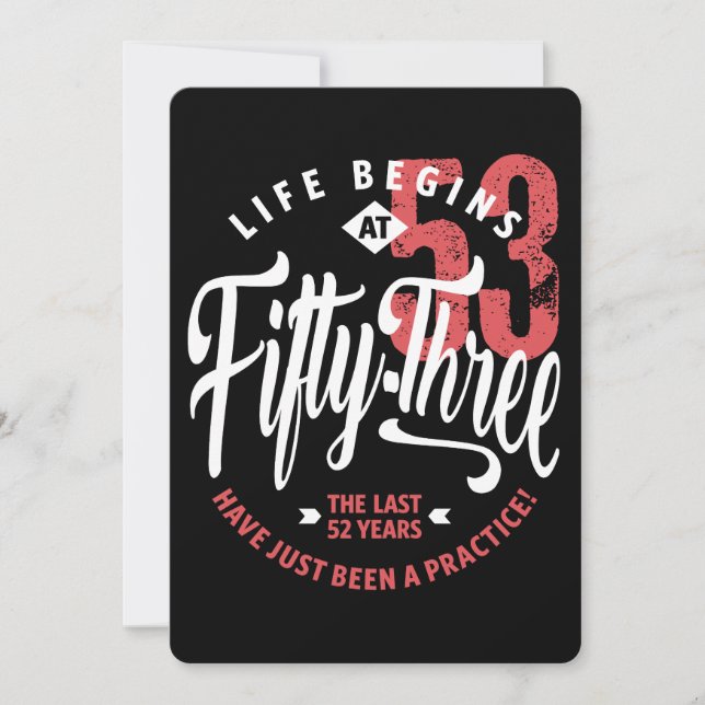 Livet börjar vid 53 | 53:e födelsedagen kort (Framsida)
