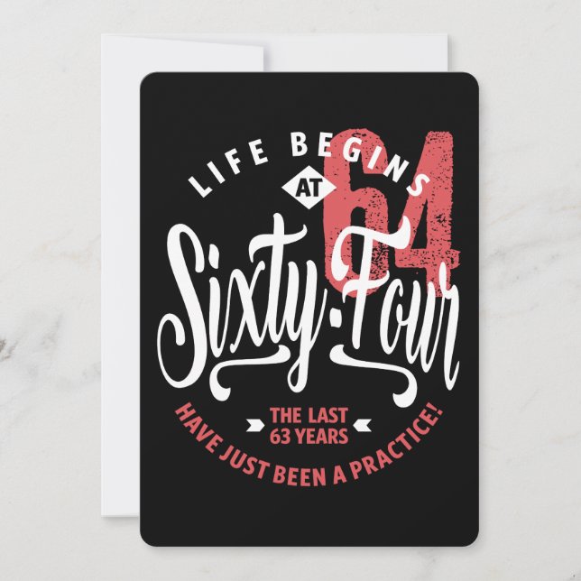 Livet börjar vid 64 | 64:e födelsedagen kort (Framsida)