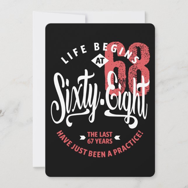 Livet börjar vid 68 | 68:e födelsedagen kort (Framsida)