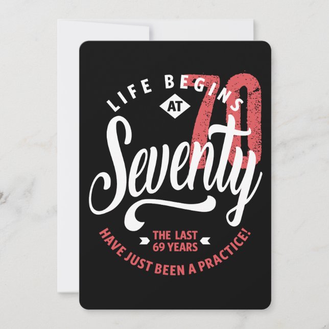 Livet börjar vid 70 | 70:e födelsedagen kort (Framsida)