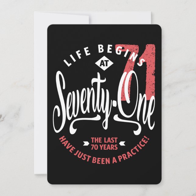 Livet börjar vid 71 | 71:a födelsedagen inbjudningar (Framsida)